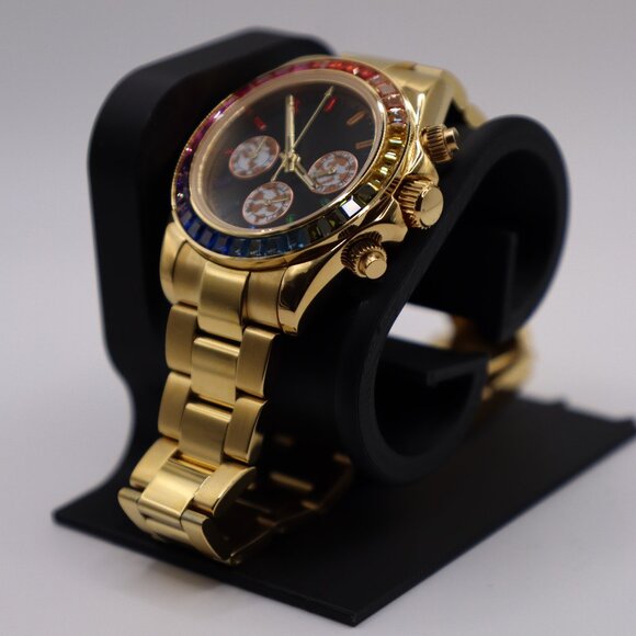 Rainbow Moissanite Diamond Watch – Gold Case & Bracelet - Picture 3 of 8